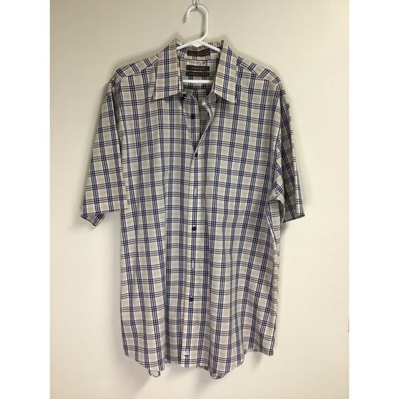 Men's Nordstrom Plaid Short-Sleeve Button-Down Shirt‎ XL - Picture 1 of 5